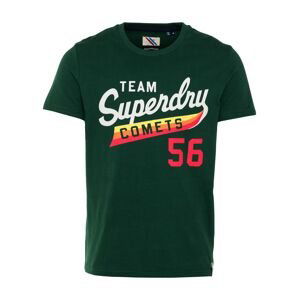 Superdry Tričko  tmavozelená / zmiešané farby / biela