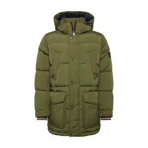 TOMMY HILFIGER Zimná parka  olivová / biela / červená / námornícka modrá