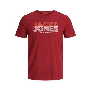 JACK & JONES Tričko  červená / biela / lososová