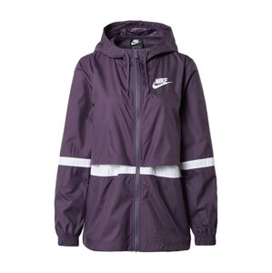 Nike Sportswear Prechodná bunda  tmavofialová / biela