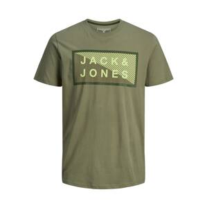 JACK & JONES Tričko  olivová / jablková