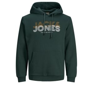 JACK & JONES Mikina 'Lexus'  tmavozelená / biela / béžová