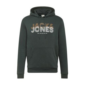 JACK & JONES Mikina 'Lexus'  béžová / tmavozelená / biela