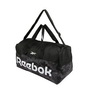 REEBOK Športová taška  čierna / biela / tmavosivá / sivá