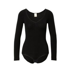 MAGIC Bodyfashion Košeľové body 'Longsleeve Bodysuit Bamboo'  čierna