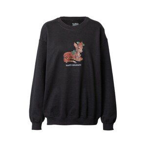 Daisy Street Sweatshirt 'ANTONIA'  čierna / biela / hnedá / zelená