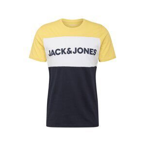 JACK & JONES Tričko  žltá / námornícka modrá / biela