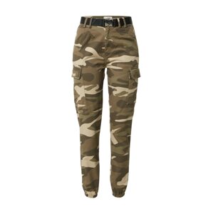 Tally Weijl Rifľové kapsáče 'WOVEN HW SKINNY CARGO'  béžová / hnedá / kaki