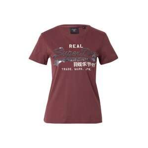 Superdry Tričko  burgundská / biela / sivá