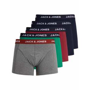 JACK & JONES Boxerky  sivá / vínovo červená / tmavomodrá / zelená / biela