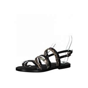 TAMARIS Remienkové sandále  čierna / hnedá / strieborná