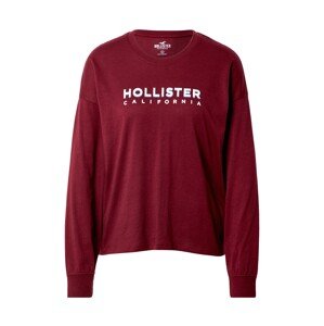 HOLLISTER Tričko  burgundská / biela