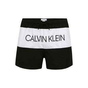 Calvin Klein Swimwear Plavecké šortky 'DRAWSTRING'  čierna / biela