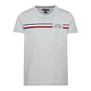 TOMMY HILFIGER Tričko  biela / červená / sivá melírovaná / tmavomodrá