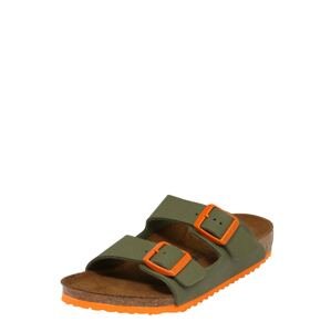 BIRKENSTOCK Otvorená obuv 'Arizona'  zelená / neónovo oranžová