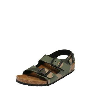 BIRKENSTOCK Otvorená obuv 'Milano'  kaki / svetlohnedá / tmavozelená