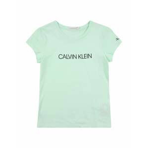 Calvin Klein Jeans Tričko 'Institutional'  pastelovo zelená / čierna