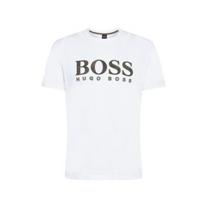 BOSS Casual Tričko  biela / kaki / hnedá