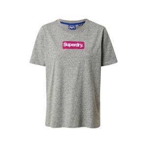 Superdry Tričko  sivá melírovaná / fuksia / biela