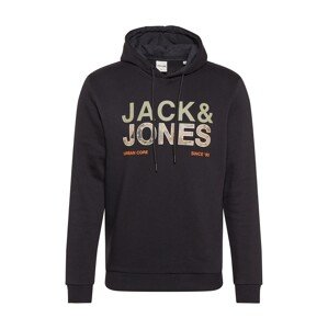 JACK & JONES Mikina 'COART'  čierna / béžová / svetlozelená