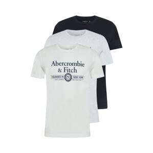 Abercrombie & Fitch Tričko  sivá melírovaná / čierna / biela