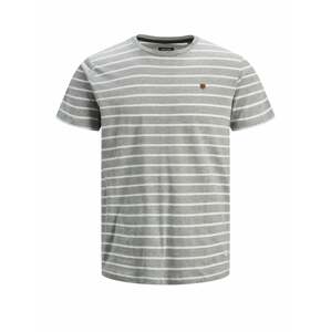 JACK & JONES Tričko 'JPRBLUTOM TEE SS STRIPE CREW NECK'  sivá / biela