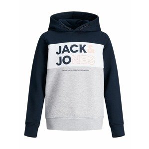 Jack & Jones Junior Mikina  tmavomodrá / biela / sivá melírovaná / koralová