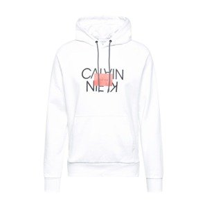 Calvin Klein Mikina 'TEXT REVERSED HOODIE'  šedobiela / červená / čierna