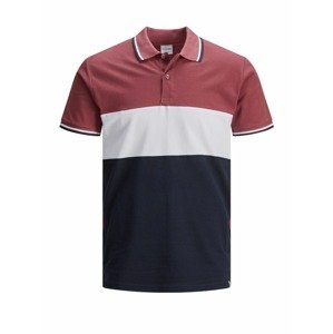 JACK & JONES Poloshirt  biela / červená / námornícka modrá