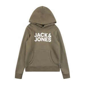 Jack & Jones Junior Mikina  tmavozelená / biela