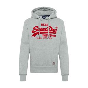 Superdry Mikina  sivá melírovaná / červená