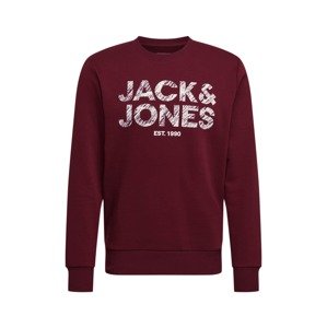 JACK & JONES Mikina 'HERO'  vínovo červená / biela