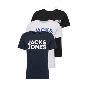 JACK & JONES Tričko  námornícka modrá / enciánová / čierna / biela