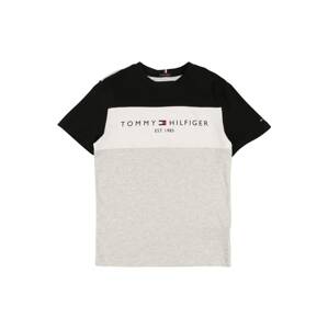 TOMMY HILFIGER Tričko  svetlosivá / biela / čierna