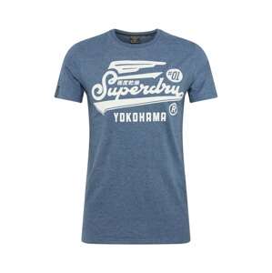 Superdry Tričko  modrá melírovaná / biela