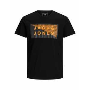 JACK & JONES Tričko 'Shawn'  čierna / oranžová