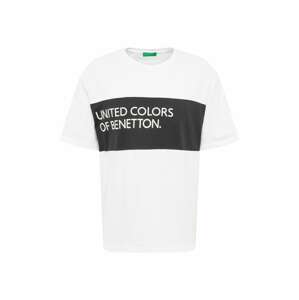 UNITED COLORS OF BENETTON Tričko  šedobiela / čierna