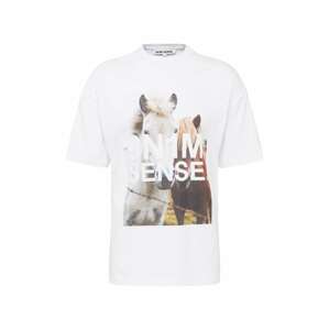 9N1M SENSE Shirt 'Horses'  biela / tmavohnedá / sivá / béžová / zelená