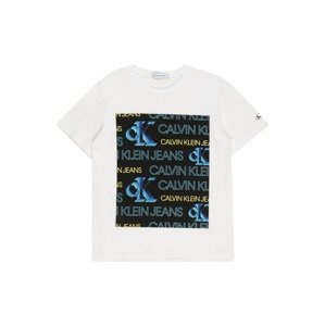 Calvin Klein Jeans Tričko  biela / čierna / limetková / modrá