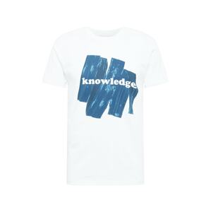 KnowledgeCotton Apparel Tričko 'Alder'  šedobiela / nebesky modrá