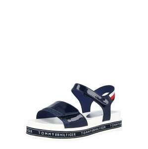 TOMMY HILFIGER Sandále 'VELCRO'  biela / námornícka modrá / ohnivo červená