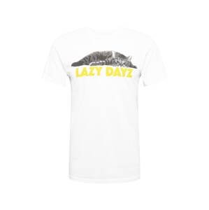 DEDICATED. T-Shirt 'Stockholm Lazy Dayz'  biela / žltá / sivá
