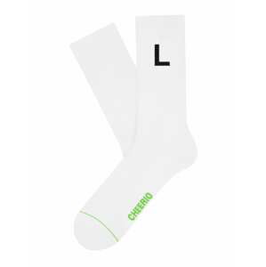 CHEERIO* Ponožky 'ALPHABEST L'  biela / čierna / limetová