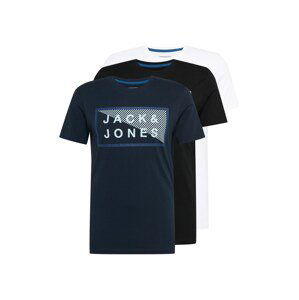 JACK & JONES Tričko 'SHAWN'  námornícka modrá / biela / sivá / čierna