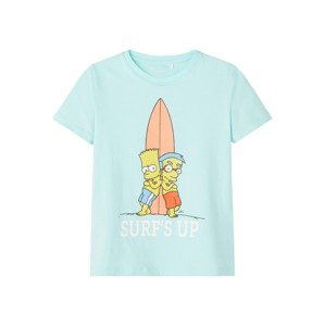 NAME IT Shirt 'Simpsons Emil'  svetlomodrá / koralová / čierna / biela / citrónová