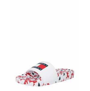 Tommy Jeans Plážové / kúpacie topánky  biela / tmavomodrá / karmínovo červená