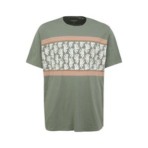 Jack & Jones Plus Tričko 'SUNNYS'  kaki / biela / svetlooranžová