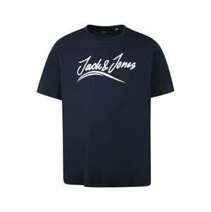 Jack & Jones Plus Tričko 'FLEXER'  námornícka modrá / biela