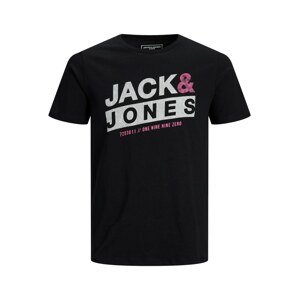 JACK & JONES Tričko 'Liquid'  čierna / biela / ružová