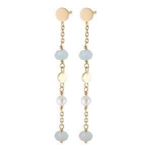 Pernille Corydon Jewellery Náušnice 'Afterglow Sea'  zlatá / perlovo biela / azúrová